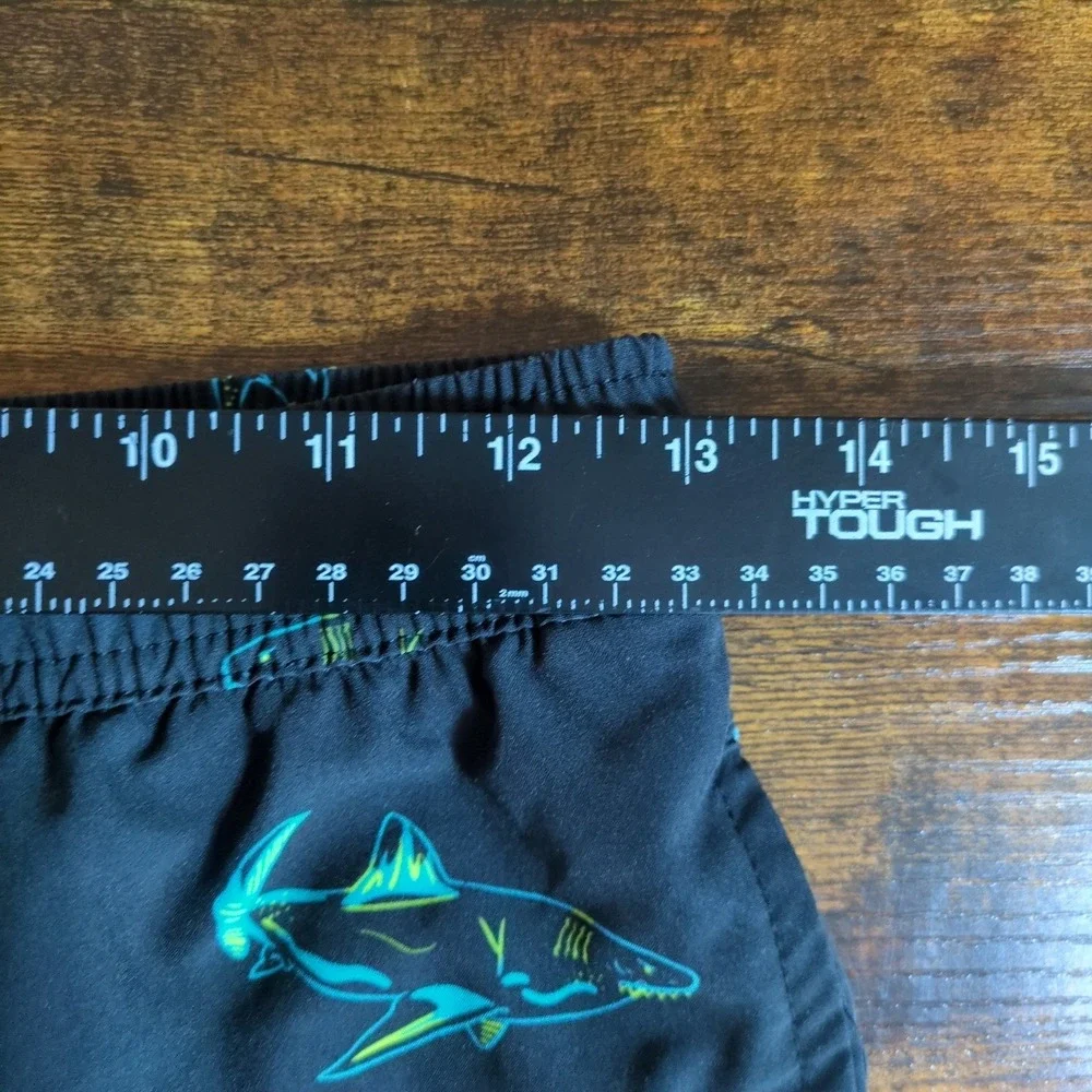 Maamgic Boys Shark Print Swim Trunks Black Blue Size‎ 14/16 Kids Board Shorts